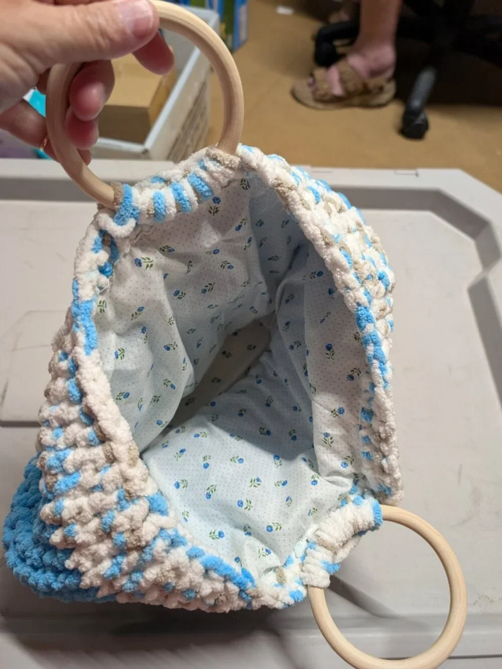 Handmade Floral Crochet Hobo Bag by Cyndi Shelley